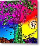 Rainbow Sky Tree Metal Print