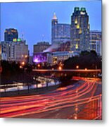 Raleigh Skyline At Dusk Evening Color Evening Panorama North Carolina Nc Metal Print
