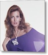 Raquel Welch Wears A Crystal Pendant By Gerard Metal Print