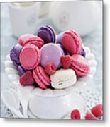 Raspberry Macarons Metal Print