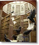 Ravens In The Library Metal Print