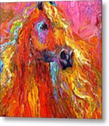 Red Arabian Horse Impressionistic Painting Metal Print