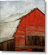 Red Barn And First Snow Metal Print
