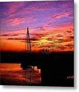 Red Boat In The Sunset Metal Print