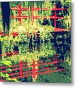 Red Bridge Black Moss Metal Print