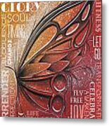 Red Butterfly Wordart Metal Print