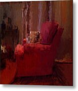 Red Chair In Profile Metal Print