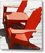 Red Chairs Metal Print