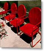 Red Chairs Metal Print