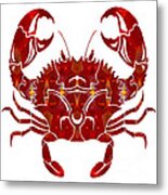 Red Crab Fantasy Designs Abstract Holiday Art By Omaste Witkowsk Metal Print