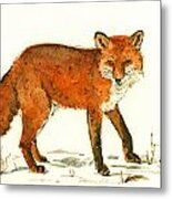 Red Fox In The Snow Metal Print