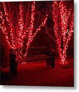 Red Lights And Bench Metal Print