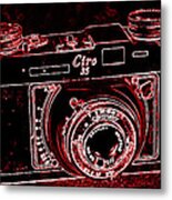 Red Neon Camera Metal Print