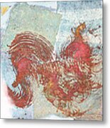 Red Rooster Sunrise Mountain Metal Print