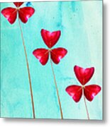 Red Shamrock Trio Metal Print