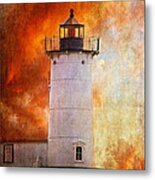Red Sky At Morning - Nubble Lighthouse Metal Print