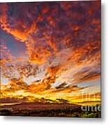 Red Sunset Behind The Waianae Mountain Range Metal Print