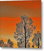 Red Sunset With Trees Metal Print