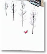 Red Tactor Toy In Snow Metal Print