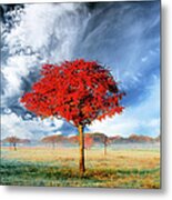 Red Tree Metal Print