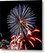 Red White And Blue Fireworks Metal Print