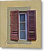 Red Window Shutters Of Florence Metal Print