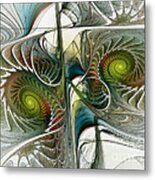 Reflected Spirals Fractal Art Metal Print