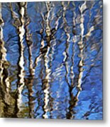 Water Reflection Aspen Trees Metal Print