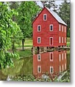 Reflections Of A Retired Grist Mill - Square Metal Print