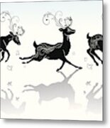 Reindeer Silhouette With The Ornament. Metal Print