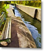 Resting Bench On The Canal Metal Print