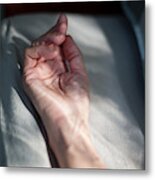 Resting Hand In Bed Metal Print