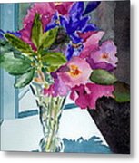 Rhododendrons And Iris Metal Print