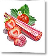 Rhubarb Strawberry Metal Print