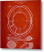 Ring Buoy Patent From 1909 - Red Metal Print