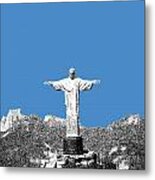 Rio De Janeiro Skyline Christ The Redeemer - Slate Metal Print