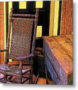 Rocking Chair And Woodbox Metal Print