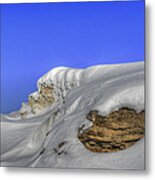 Rocks Covered With Snow Against Clear Blue Sky Metal Print