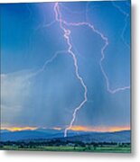 Rocky Mountain Foothills Lightning Strikes 2 Hdr Metal Print
