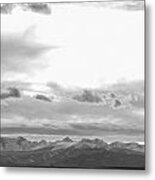 Rocky Mountain Lookout Sunset Panorama Bw Metal Print