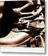 Rodeo Boot And Spur In Copper Tint Metal Print