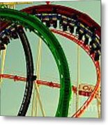 Rollercoaster Looping At The Actoberfest In Munich Metal Print