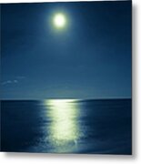 Romantic Moonlit Night Over Ocean Metal Print