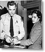 Rosa Parks Gets Fingerprinted Metal Print