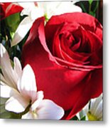 Rose With Carnations Metal Print