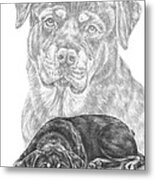 Rottie Charm - Rottweiler Dog Print Metal Print