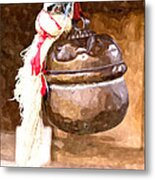 Rounded Bell And Rope In A Small Shinto Shrine Metal Print