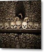 Row Of Human Skulls And Bones Metal Print