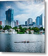 Rowing Boat And The Skyline Of Vienna Metal Print