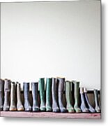Rubber Boots In A Row Metal Print
